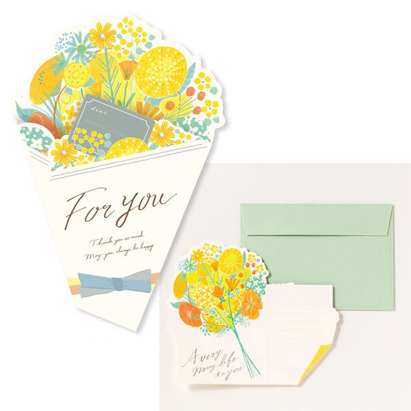 Aiueo 花を贈るメッセージカード イエロー かわいいと楽しいをお届けします 雑貨屋5cochi ゴコチ オンライン通販ショップ