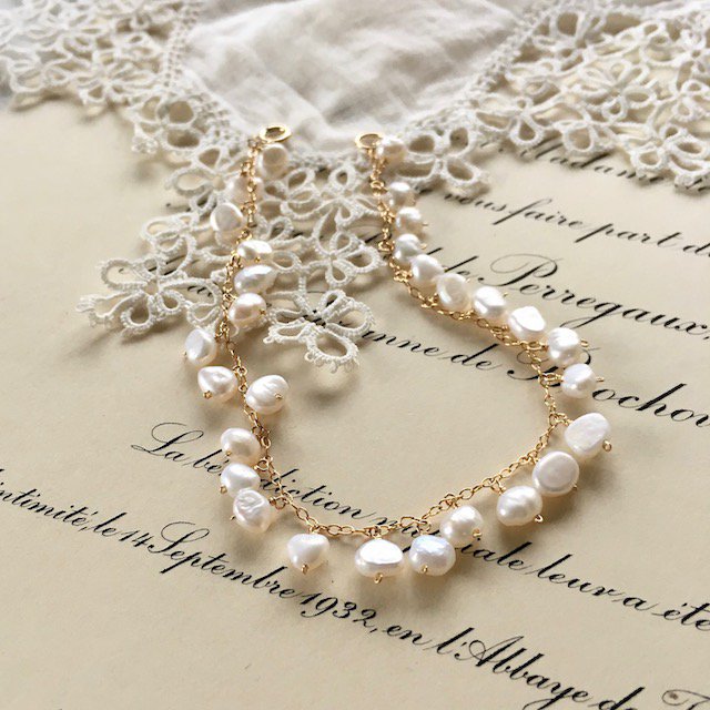 パールのつぶつぶブレスレット｜ pearl bracelet（K14GF） - ::::: Citron 天然石のハンドメイドアクセサリー