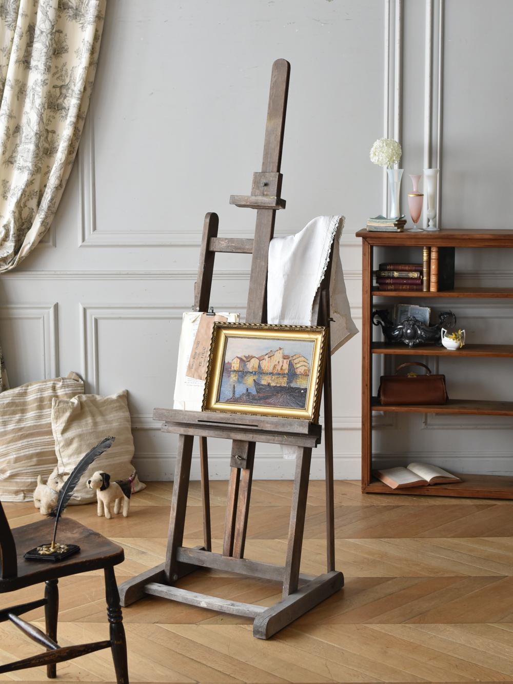 フランスアンティーク家具 木製イーゼル.3 看板スタンド