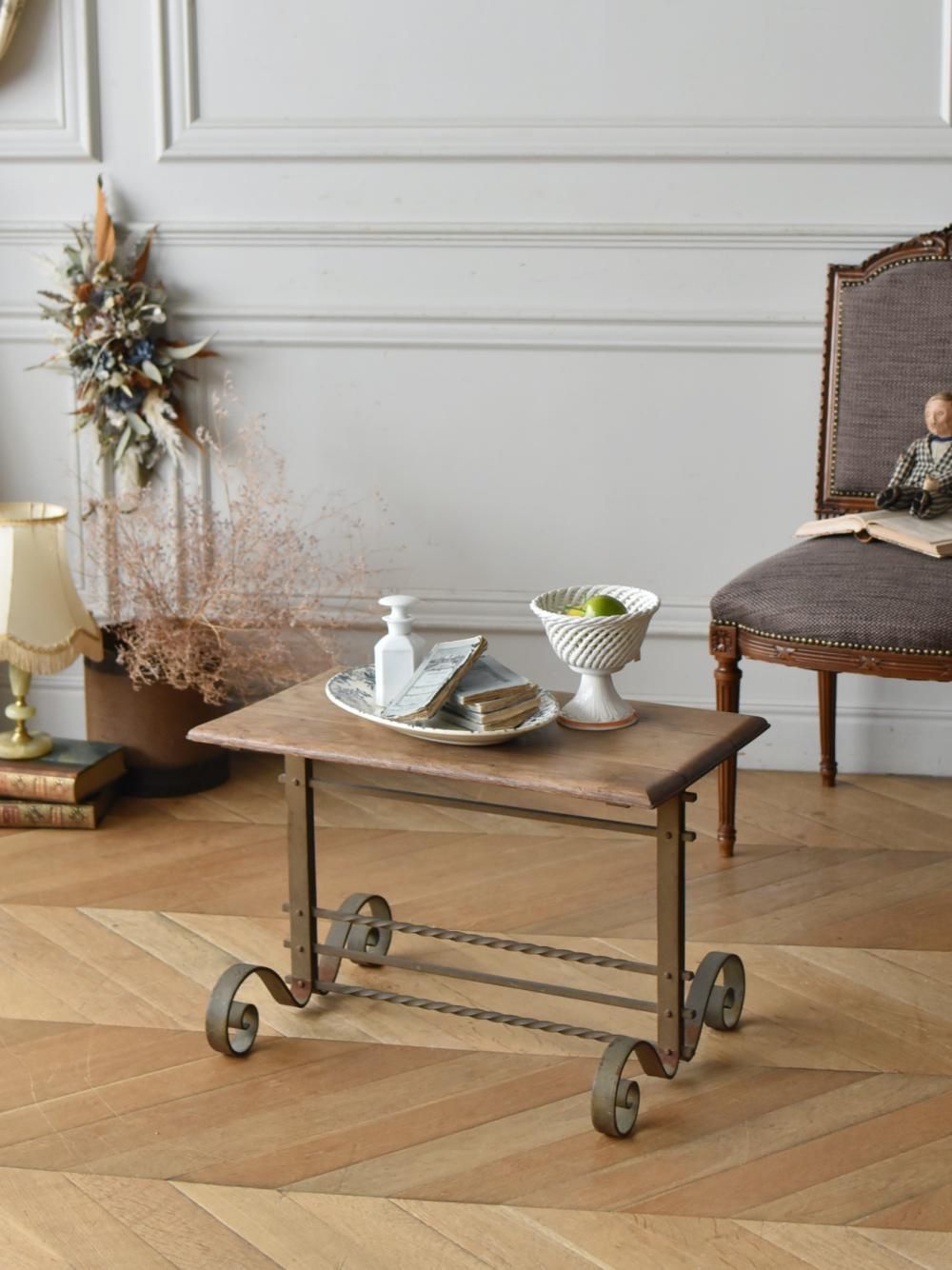 鉄脚ローテーブル　センターテーブル　フランスアンティーク 鉄脚ローテーブルフランスアンティーク