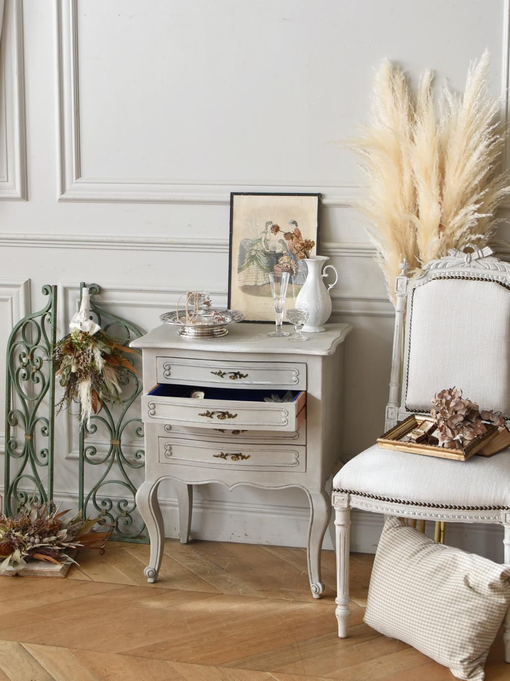 【新品】アンティーク風　チェスト　フレンチ チェスト アウトレット チェスト MCH-5714AW 幅90cm アンティーク調 フレンチカントリー