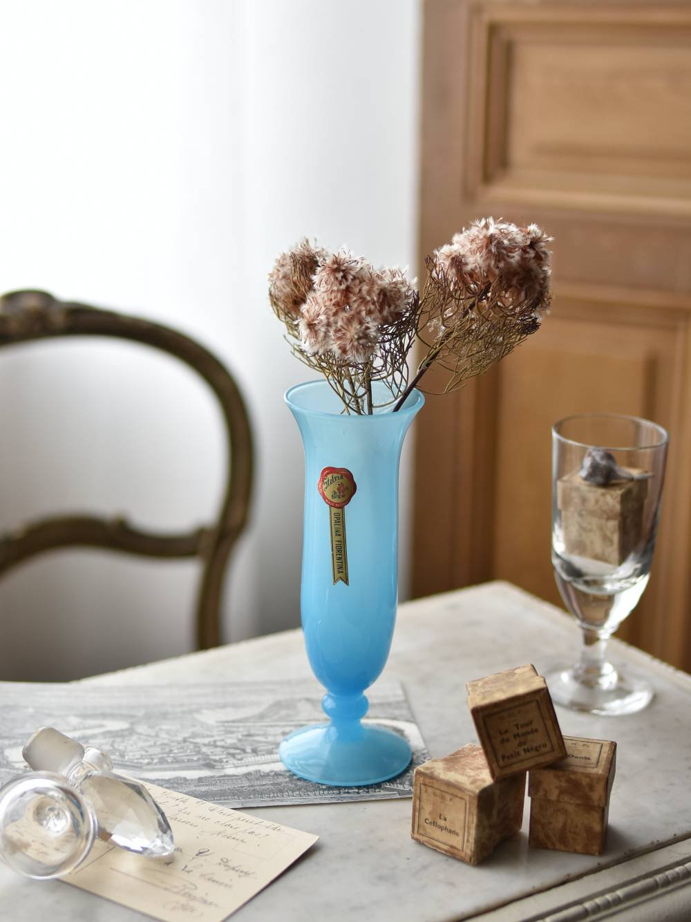 ヴィンテージ イタリア製 ガラス 花瓶 フラワーベース 植物 ...