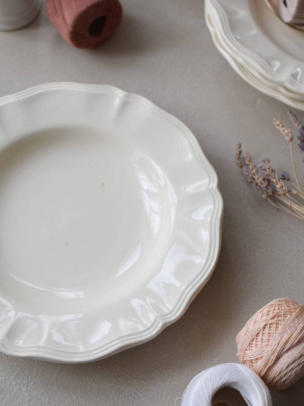 ディゴワンサルグミンヌ　花リム　スーププレート　深皿　A フランスアンティーク皿