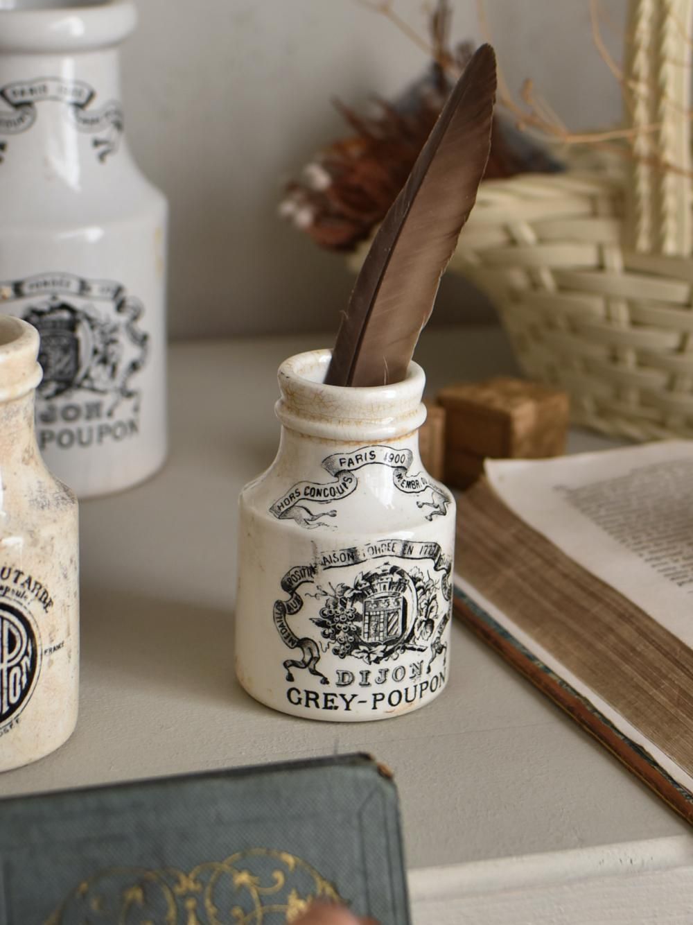 フランスアンティークGrey pouponのマスタードポット