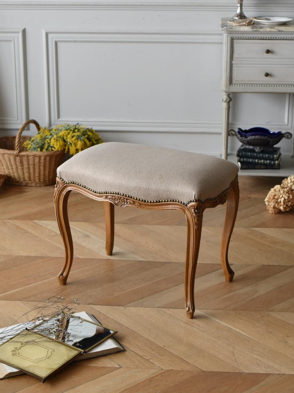 フランスアンティーク家具 ファブリックスツール.4 アンティーク