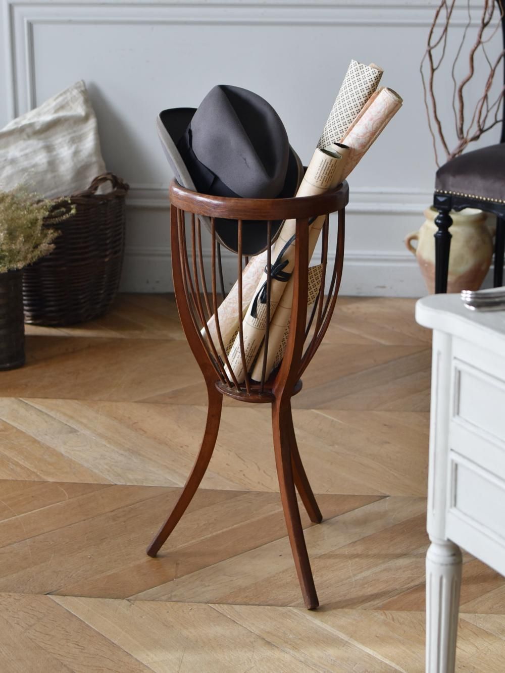 ソーイングスタンド.6 毛糸入れ 収納スタンド フランスヴィンテージ