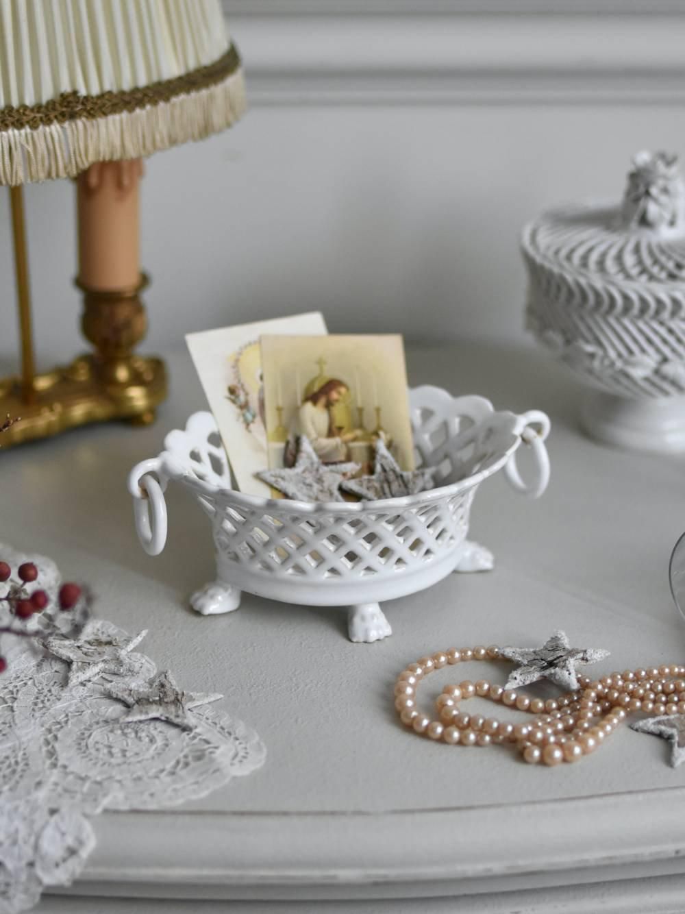 【アンティーク】フランス　エミールテシエ　小物入れ　陶器ポット　Ａ-573 アンティーク】フランス エミールテシエ 小物入れ 陶器ポット A