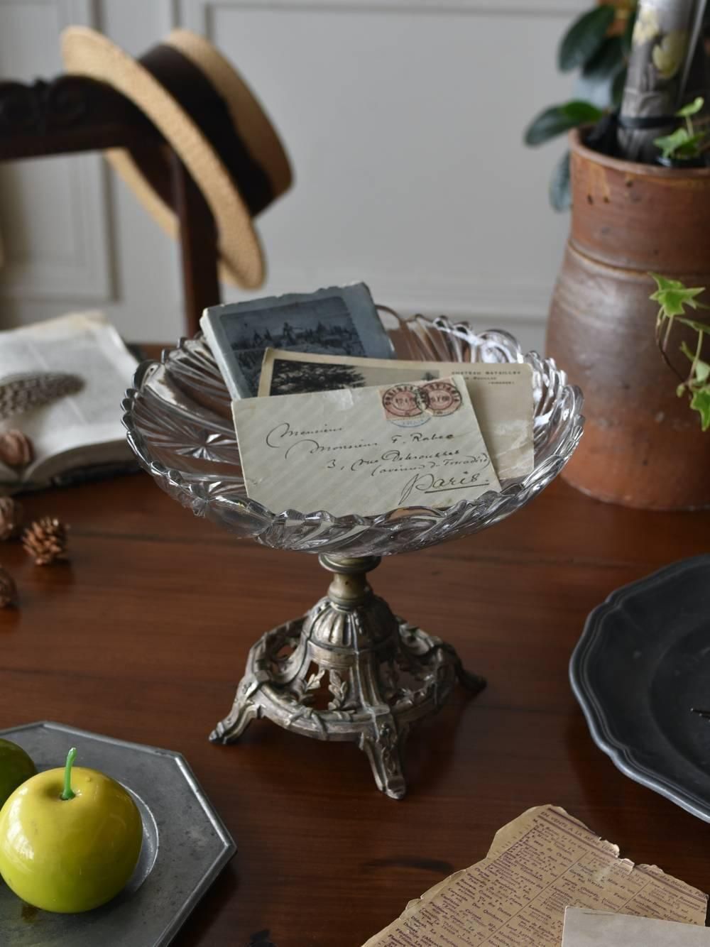 デザインガラスのコンポート☆フランス製　新品未使用品‼️ デザインガラスのコンポート☆フランス製 新品未使用品‼️
