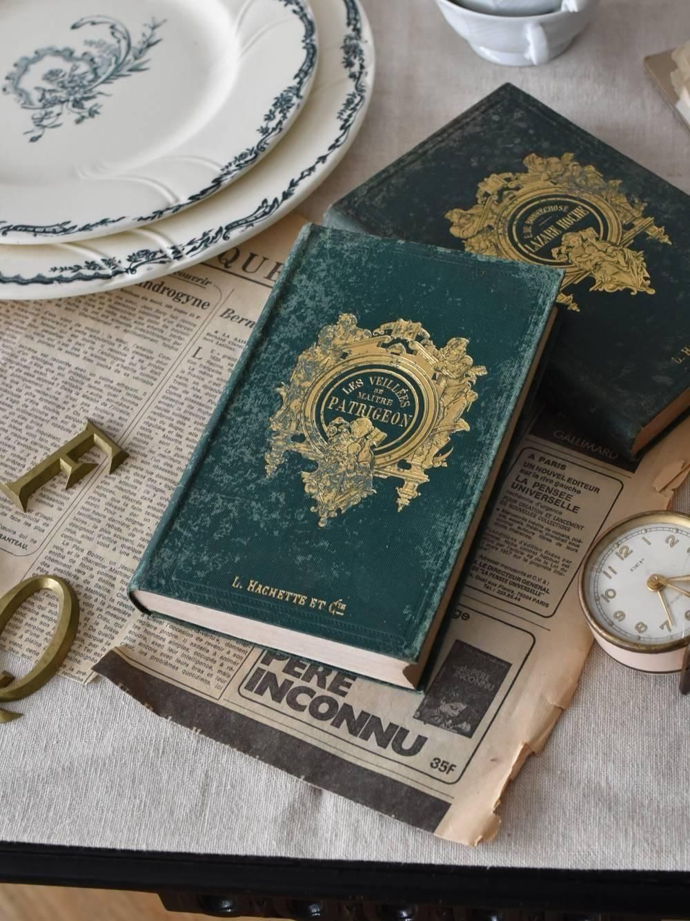 ❤１７０年前❤【フランス・高級アンティーク洋書】４冊セット⭐️革製⭐️希少 アンティーク洋書・34B/洋書 革張り フランス アンティーク雑貨