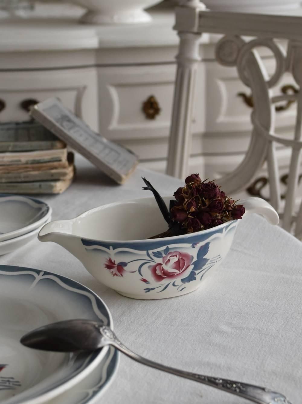 ディゴワンサルグミンヌ　Boulogne ローズ　ソーシエール ソーシエール.Digoin フランスアンティーク雑貨 皿 フレンチ食器