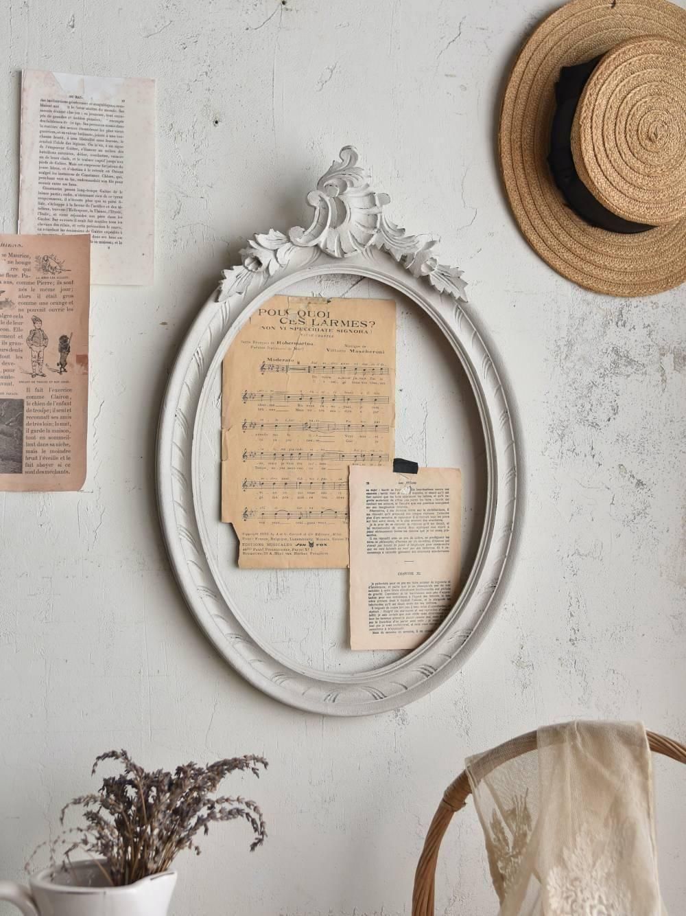 オーバルフレーム.White フランスヴィンテージ雑貨 額縁 壁面