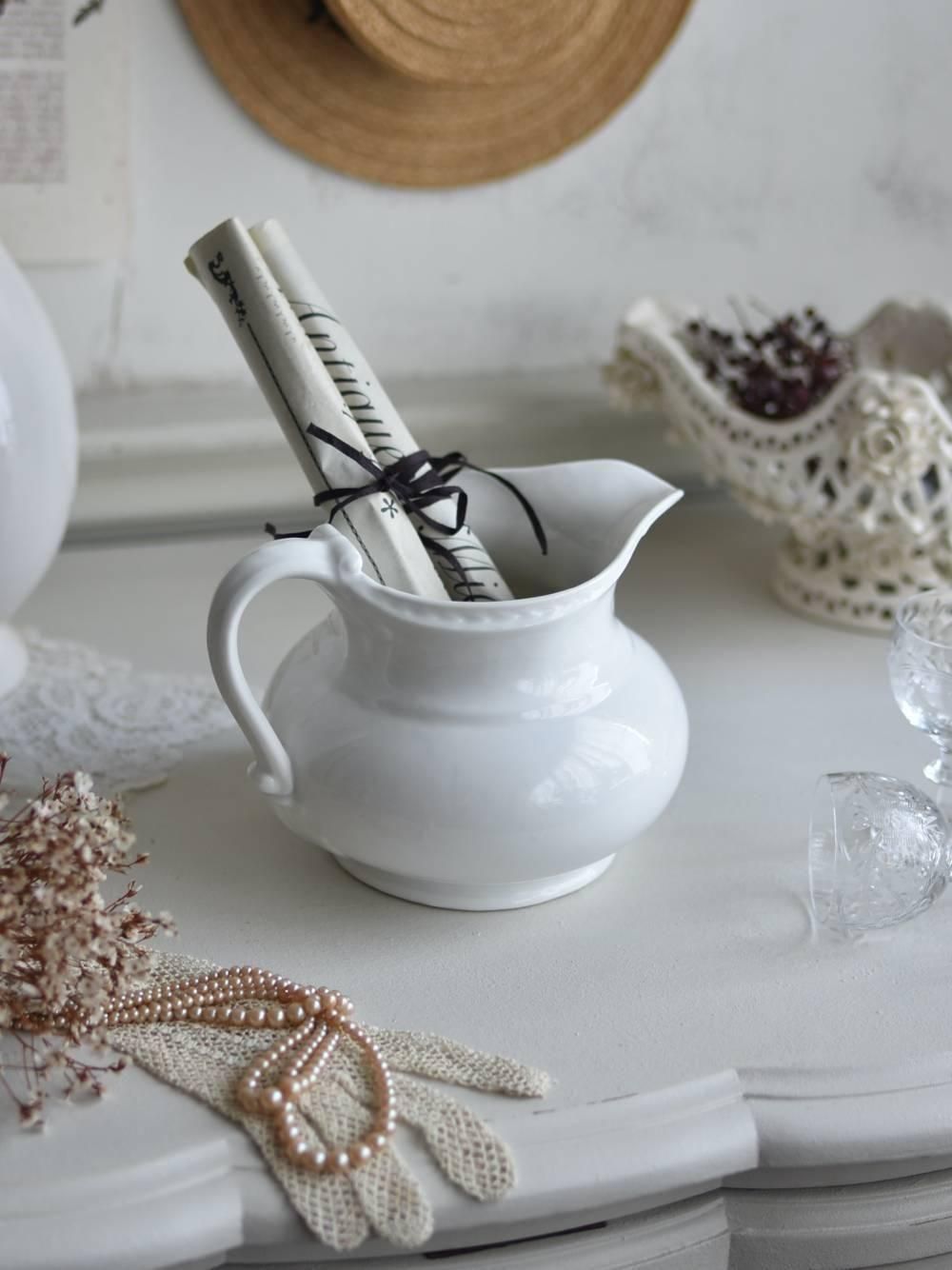 ピシェ.White2 フランスアンティーク食器 テーブルウェア ピッチャー