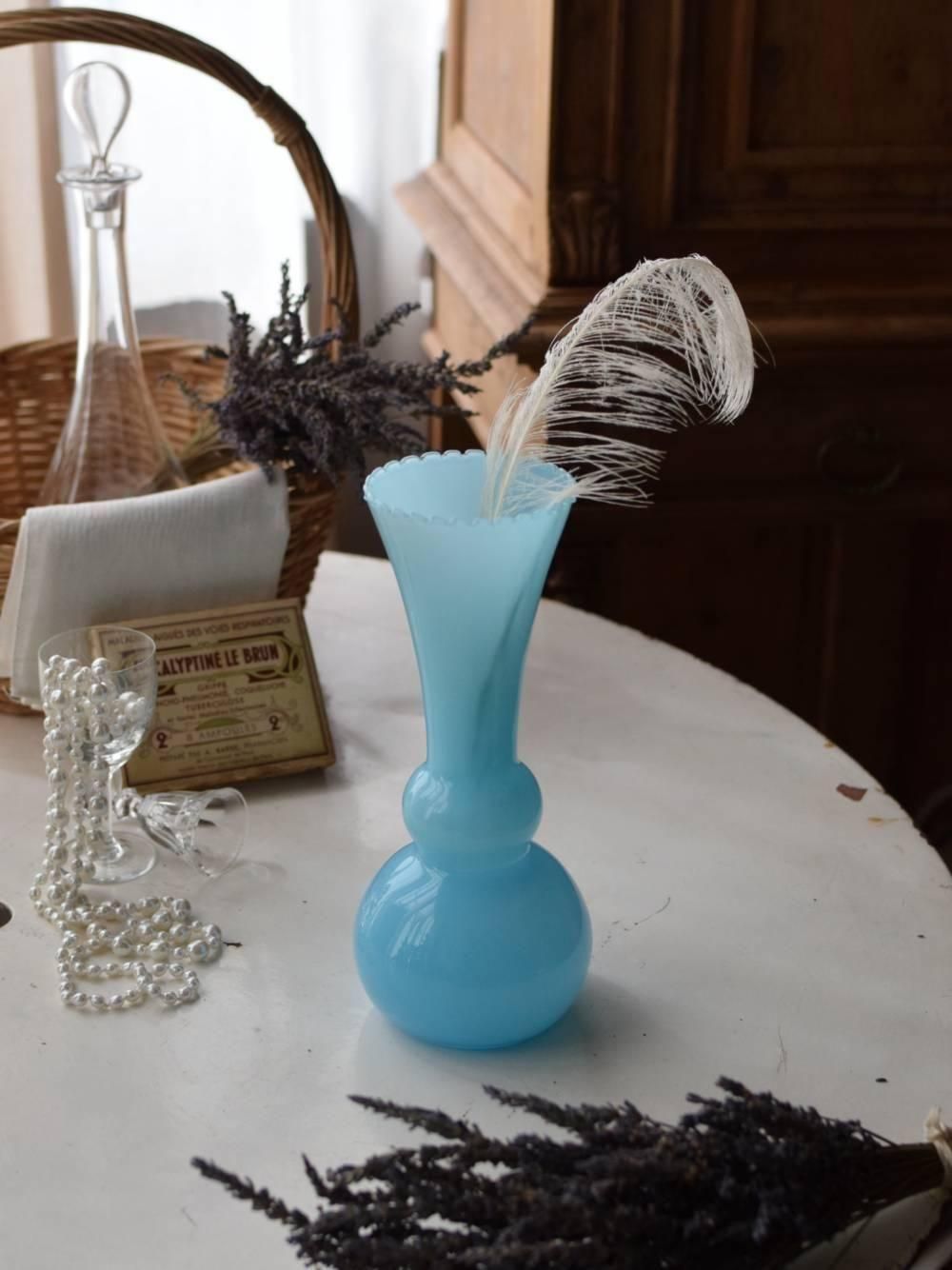 フラワーベース.Blue 4 フランスヴィンテージ雑貨 花器 一輪挿し