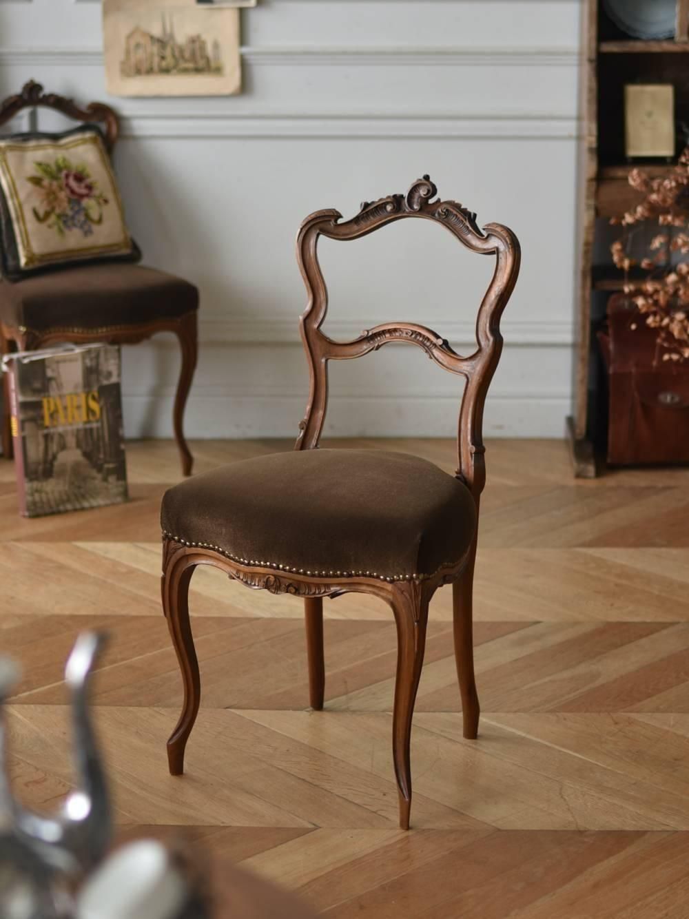 可愛いアンティークチェア みー チェア ヨーロピアン風 肘無し 2脚セット クラシック 輸入 高級