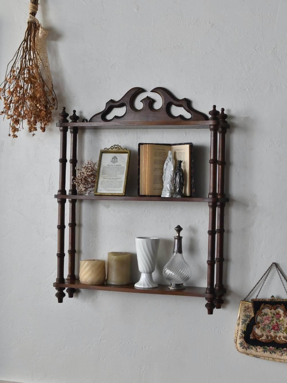 【フランス便】アンティーク ◆3段ウォールシェル◆ フランスアンティーク家具 3段ウォールシェルフ.66 フレンチシェルフ