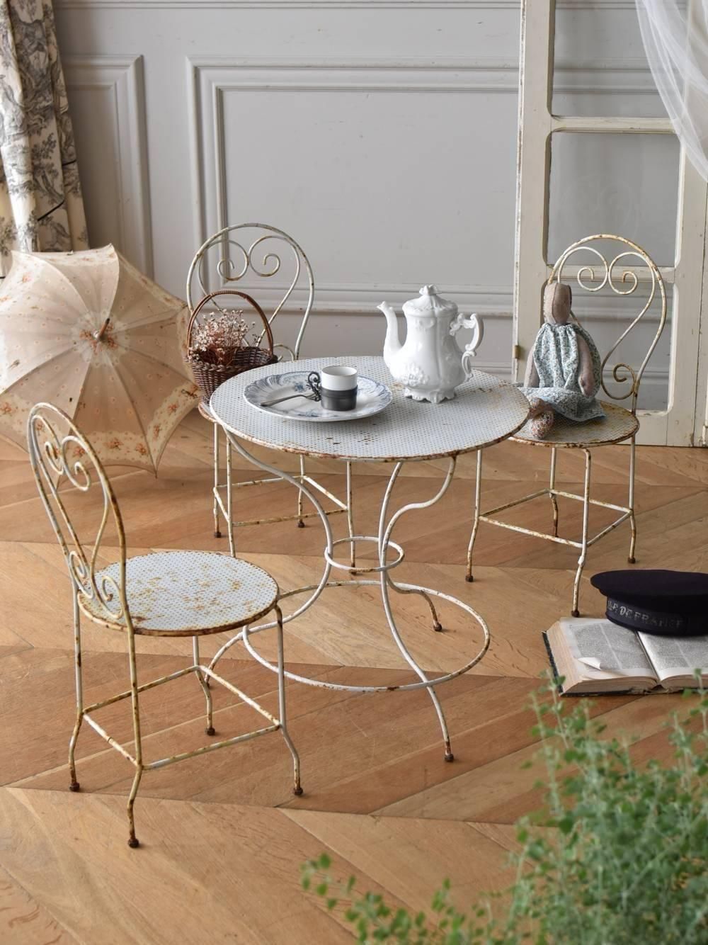 稀少/アンティーク/フランス/チャイルドチェア/アームチェア/テーブル付き チャイルドテーブル＆チェアセット フランス アンティーク 子供