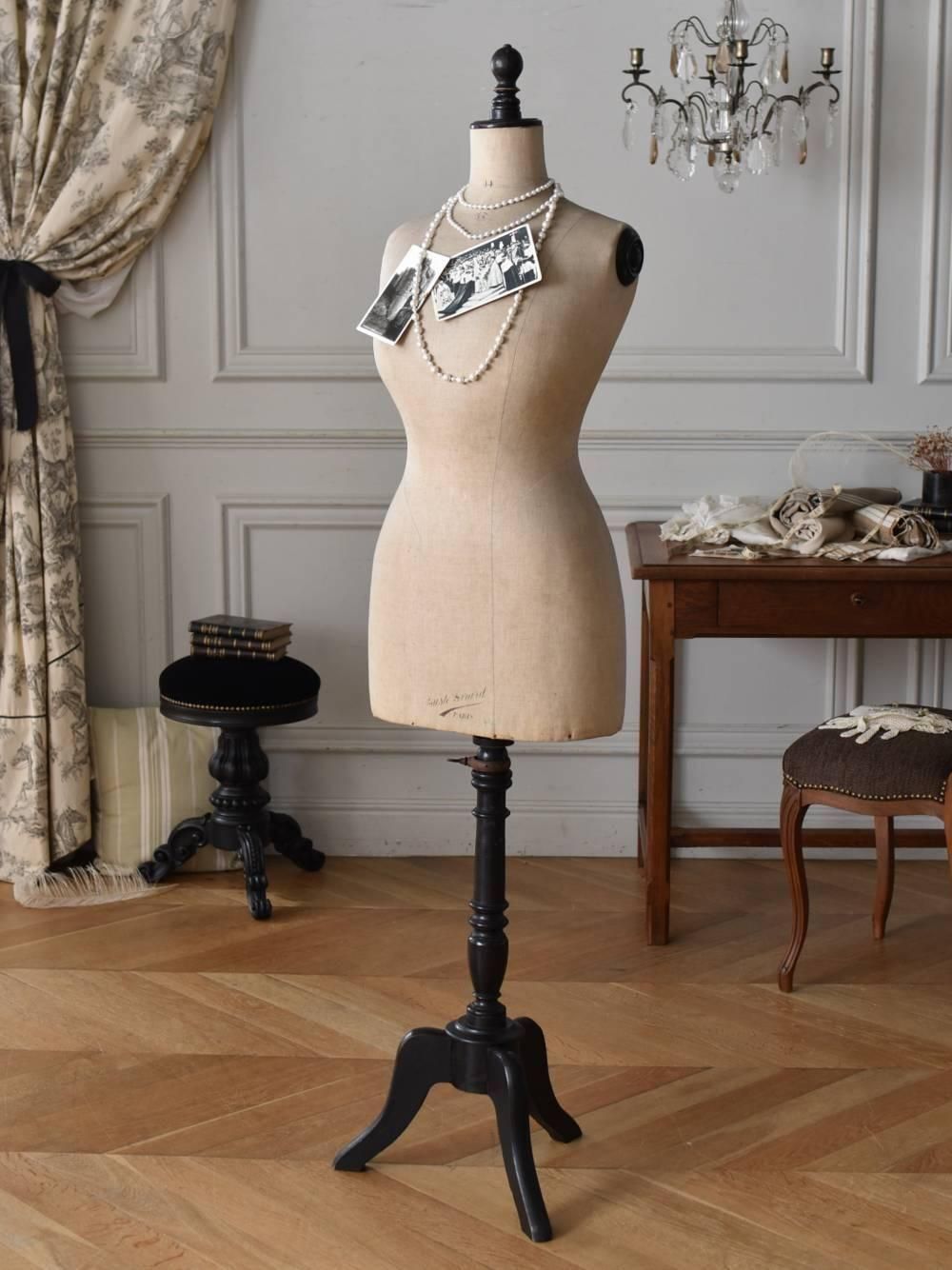 フランスアンティークディスプレイ アンティークトルソー E.Girard リネン