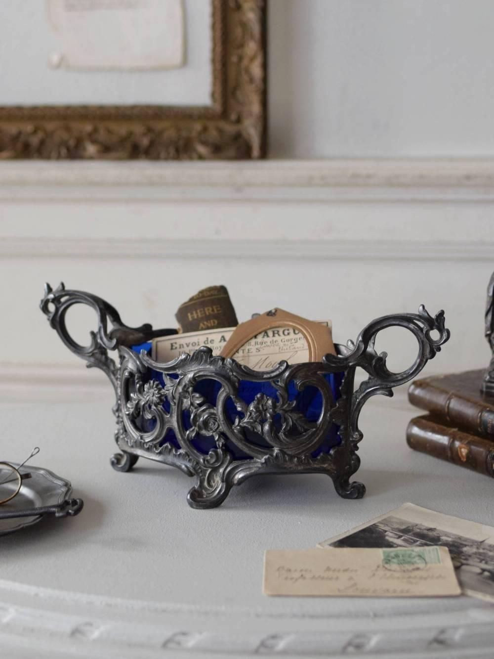 フランスアンティーク　　ジャルディニエール ジャルディニエール.ガラス2 フランスアンティーク雑貨 小物入れ