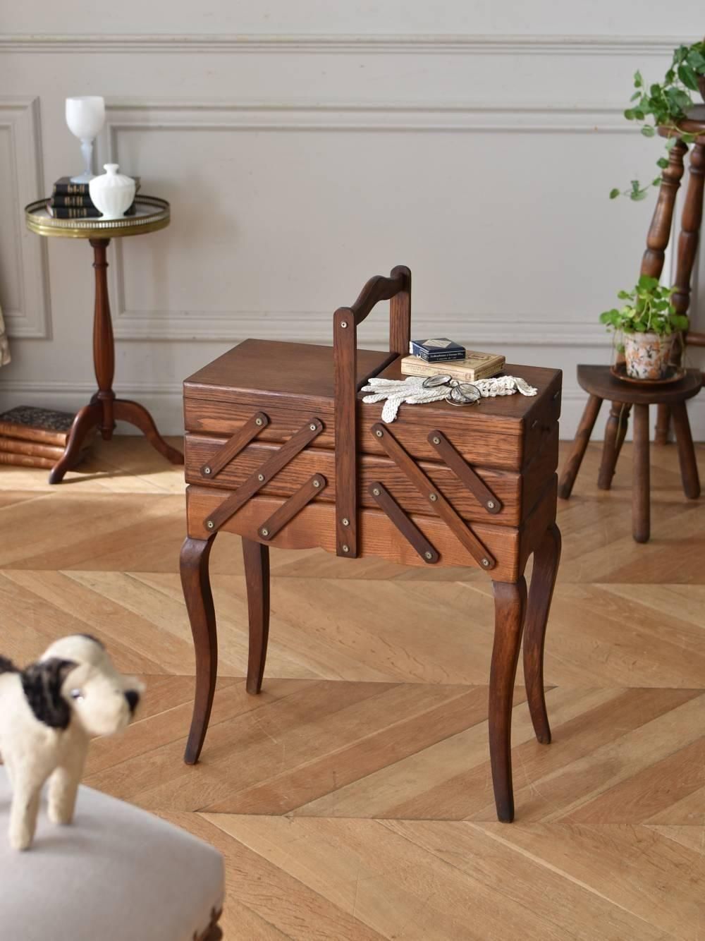 猫脚ソーイングボックス.17 フランスアンティーク家具 裁縫箱 収納ボックス