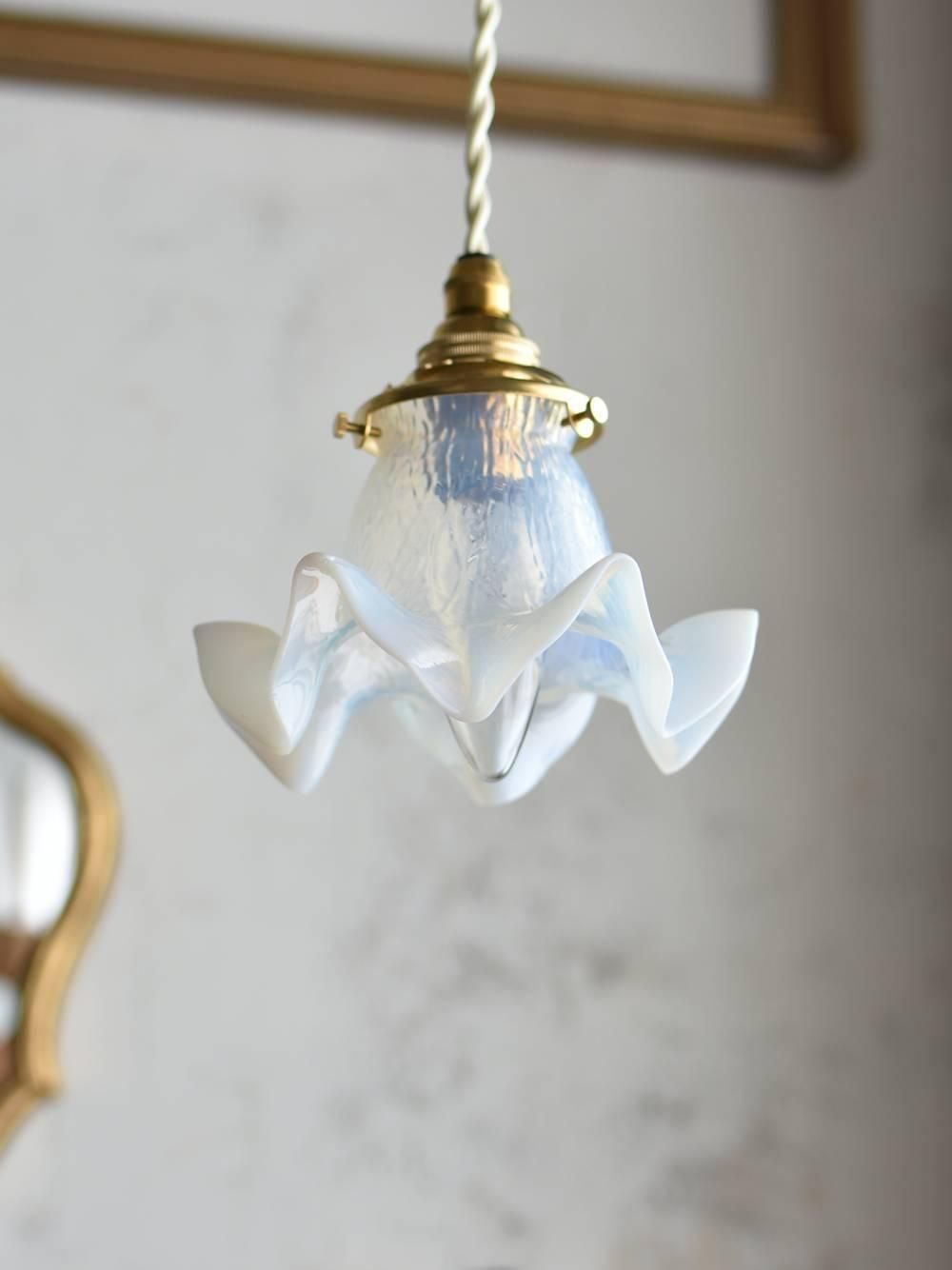 ガラスシェードランプ.オパールセント2 フランスヴィンテージ照明