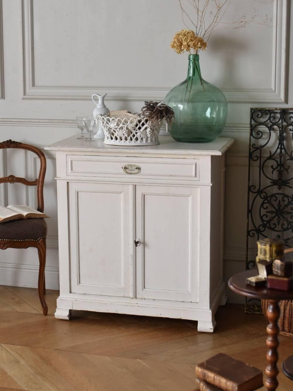 ペイントキャビネット フランスアンティーク家具 飾り棚 フレンチ