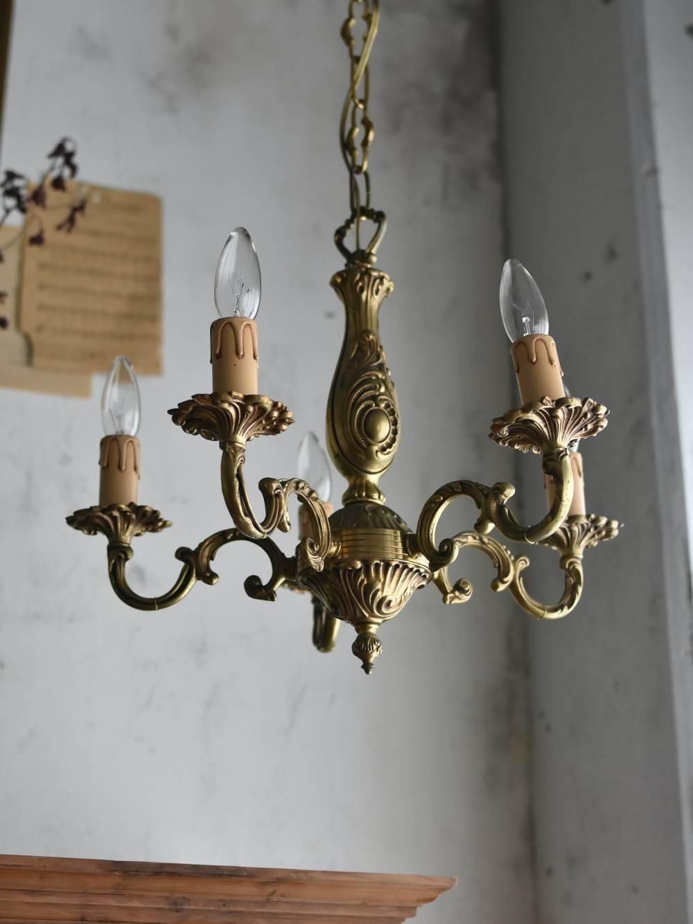 5灯シャンデリア.22 フランスヴィンテージランプ 吊り下げ照明