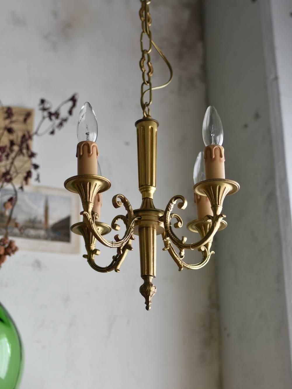 4灯シャンデリア.6 フランスヴィンテージ照明 吊り下げ照明