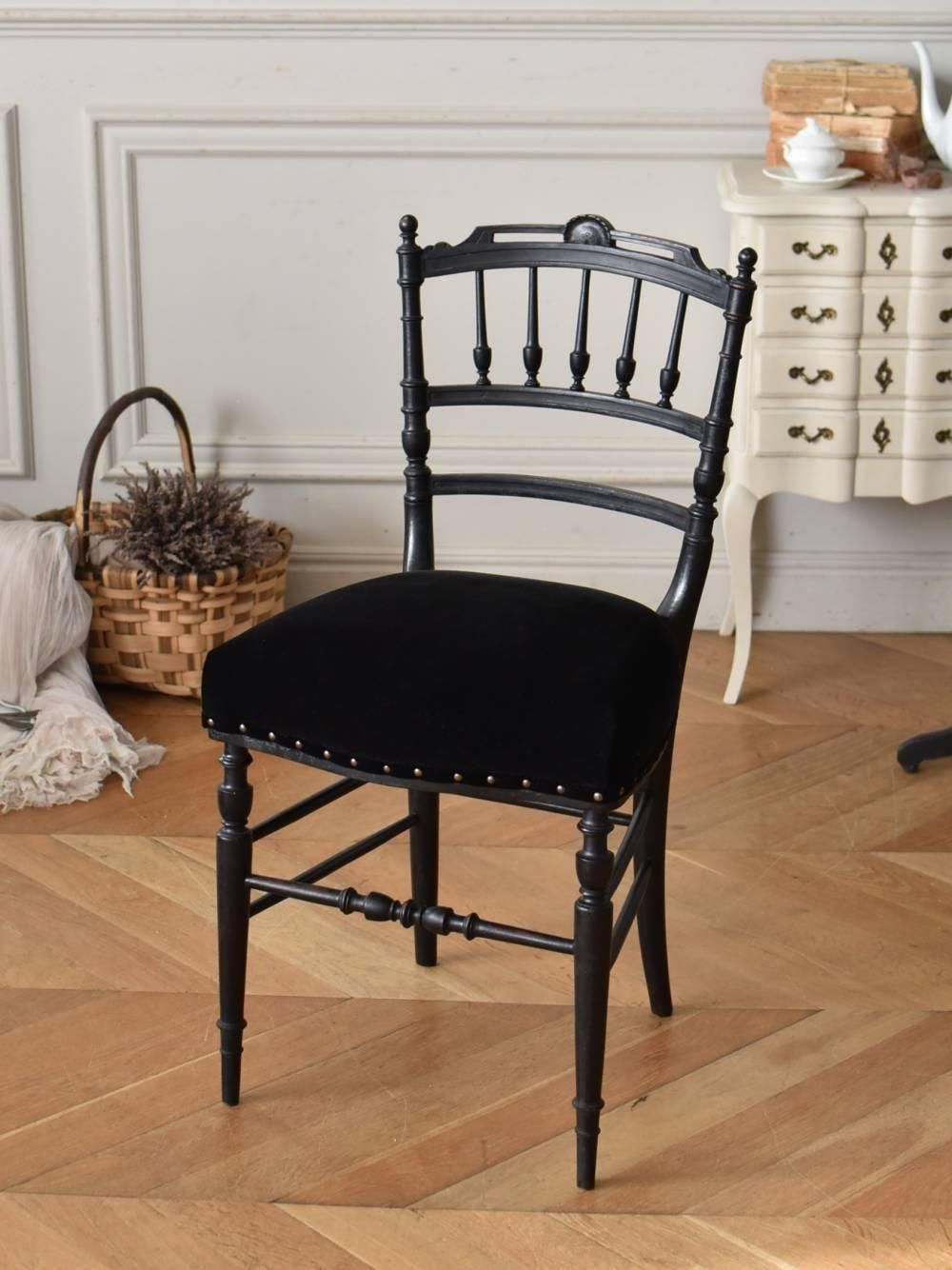 フランス　アンティーク　チェア【送料込】 アンティークチェア.Black13 フランスアンティーク家具 フレンチチェア