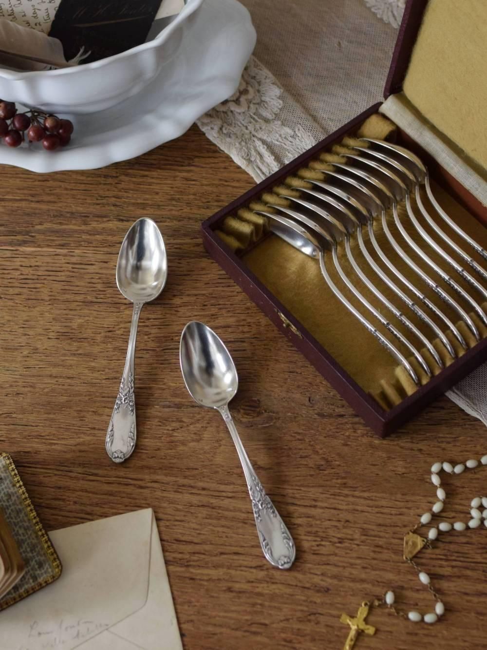 フランス　アンティーク　ティーセット ティースプーン12本セット.BOX付き.2 フランスアンティーク雑貨