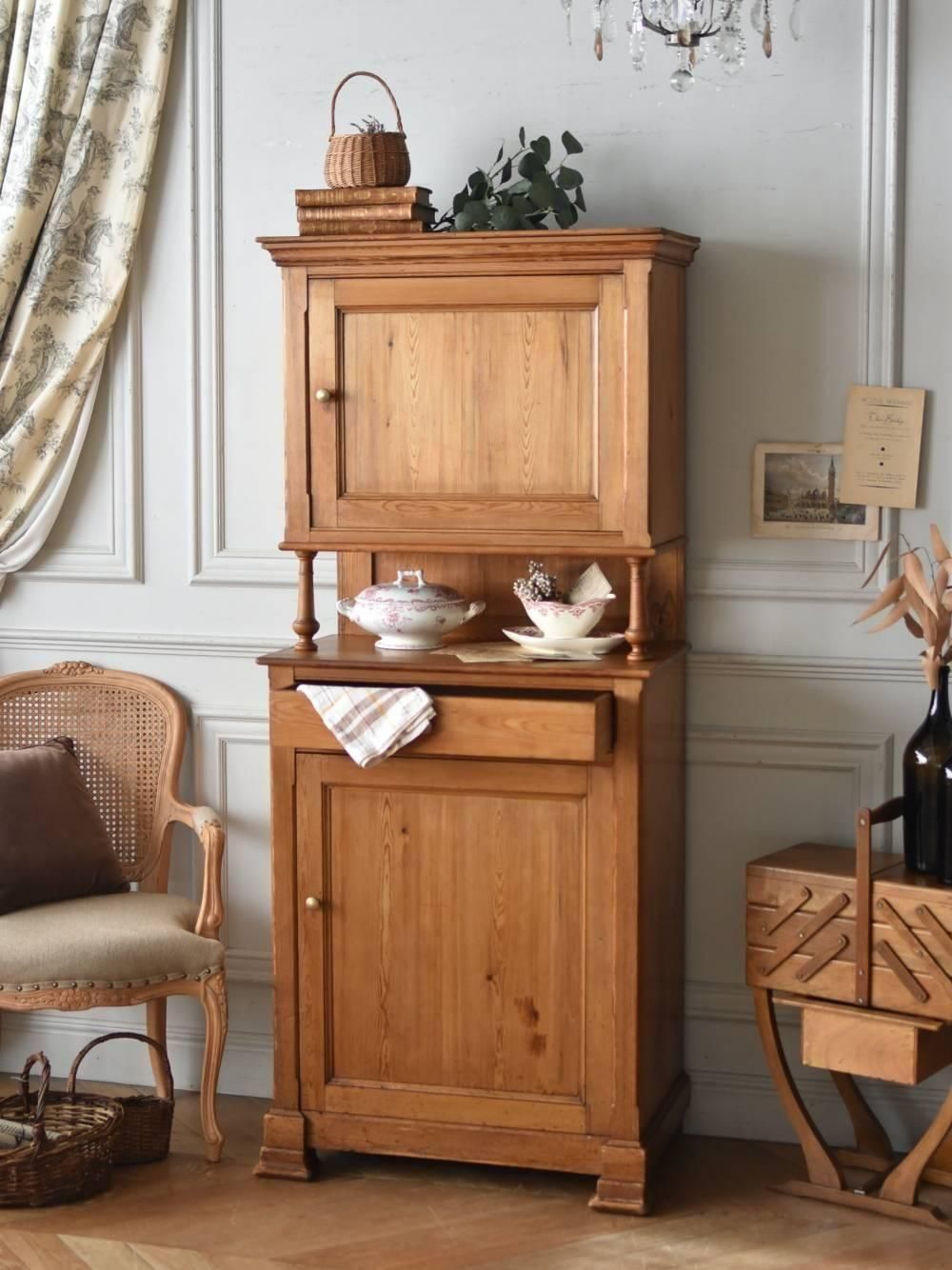 アンティークカップボード.パイン材 フランスアンティーク家具 収納