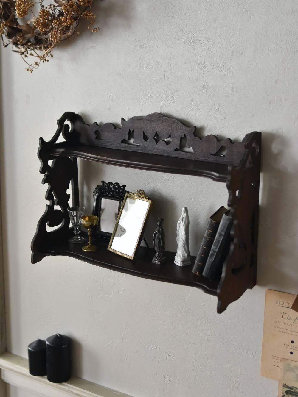 2段ウォールシェルフ.3 フランスアンティーク家具 壁面ディスプレイ