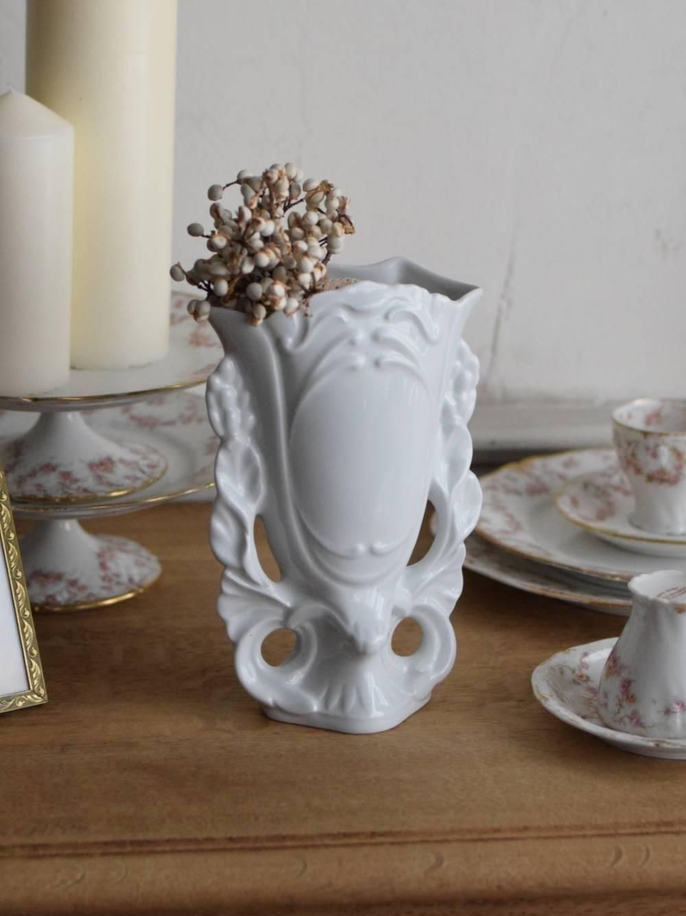 Limoges フラワーベース フラワーベース.LIMOGES フランスアンティーク雑貨 白磁器 花器 ミディ
