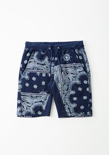 AKM(ｴｲｹｲｴﾑ) ORIGINAL KARAMI JERSEY BANDANA PATCH RELAX SHORTS (NAVY×WHITE)　 カラミ　ジャージー　バンダナ　パッチ　エージー　ショーツ　スウェット　通販　オンラインショップ　2020SS 正規店　広島市　- jacuzzi by 