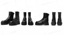ͽʡ12-2ͽ_JULIUS (ꥦ) COW SKIN ENGINNER BACK ZIP BOOTS (BLACK/OFF WHITE)