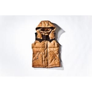 セール　SALE アカンサス　レザー　フード　ダウンベスト　ACANTHUS　deeru0026calf leather down vest  (BLACK/CAMEL)　　L1219 - Jacuzzi by cortina　通販　オンラインショップ　