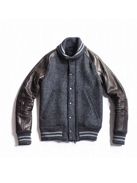 アカンサス スタジャン ACANTHUS cow wool nylon studium jacket (GRAY ...