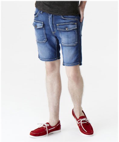 AKM×Wrangler super stretch denim bush shorts (INDIGO USED) P030-CNU013 　 ラングラー　スーパーストレッチ　デニム　ブッシュ　ショーツ　インディゴ　ユーズド　　エイケイエム　 - Jacuzzi by