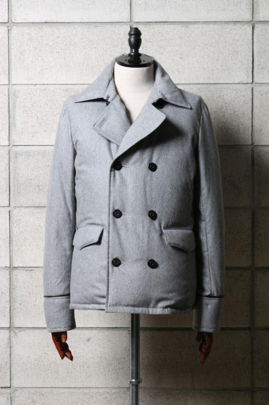 SALE セール wjk wool heavy poplin P-coat down (L.GRAY/BLACK