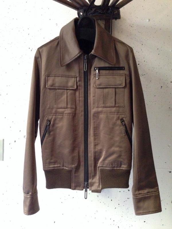 galaabenD コットン サテン A-2 ブルゾン (GREENISH BEIGE/BLACK