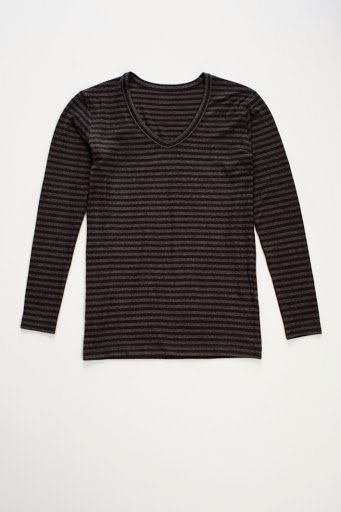 AKM DUAL WARM BORDER Vネック　L/S　カットソー 　(C.GREY-BLACK)　　T021-ALR004 ボーダー　ウォーム　 WARM CUT 　　エイケイエム　通販　オンラインショップ　予約　 - Jacuzzi by cortina　- JULIUS AKM