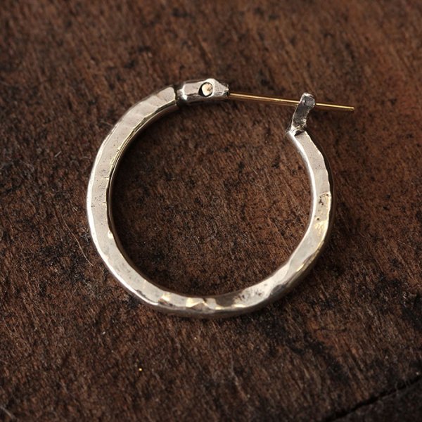 k18goldpost Hammered Hoop Pierce (L) - VIVIFY STORE