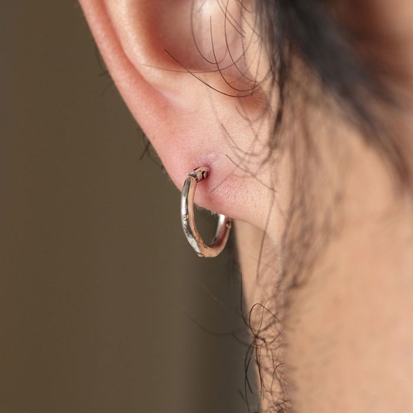 K18goldpost Hoop Pierce(S) w/gold - VIVIFY STORE