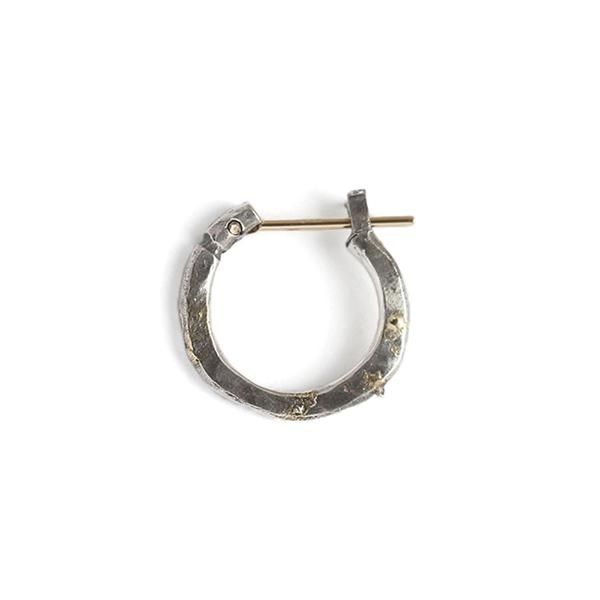 K18goldpost Hammered Hoop Pierce(S) w/gold - VIVIFY STORE