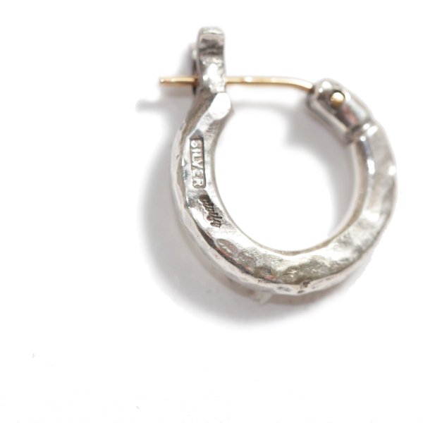 K18goldpost Hammered Hoop Pierce(S)/3mm body - VIVIFY STORE