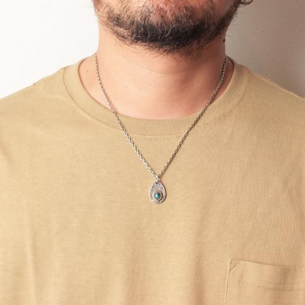 Texture TeardropPlate PendantHead/ k18gold RopeDeco Old Native Style Stone  - VIVIFY STORE