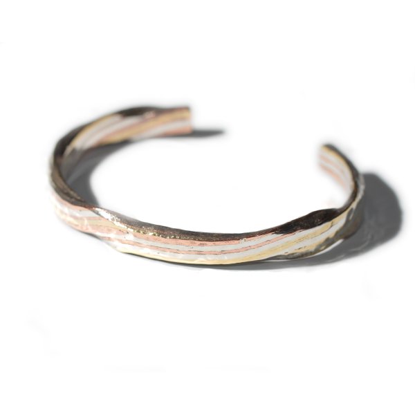 Layer twist Hammered Bangle / silver&brass&copper - VIVIFY STORE