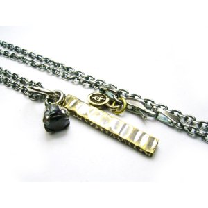Stone&Bar Necklace(brass bar)