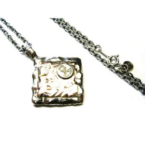 Copper Round Silver Necklace(square)