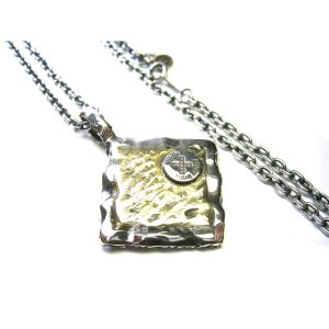 Brass Round Silver Necklace(square)