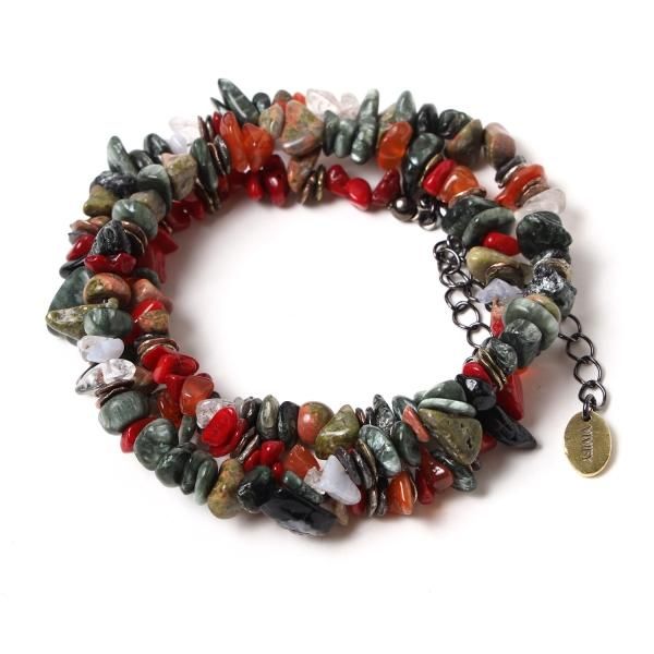 Pebble ＆ Metal Chip's Beads Cord - VIVIFY STORE
